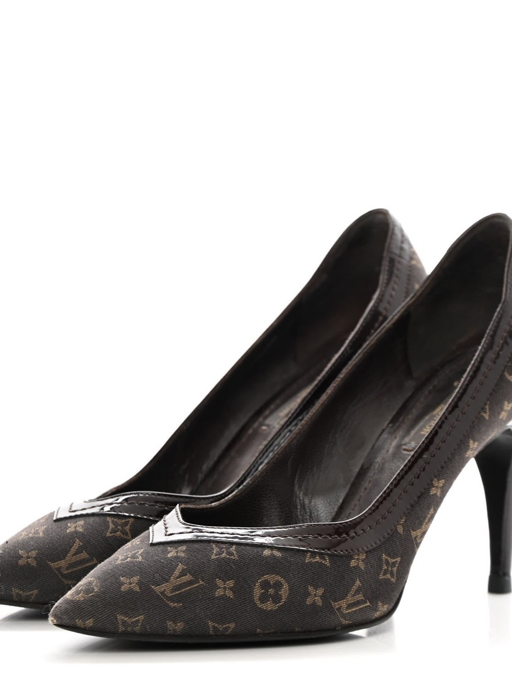 Louis Vuitton Monogram Pointed Toe Heels in Dark Brown